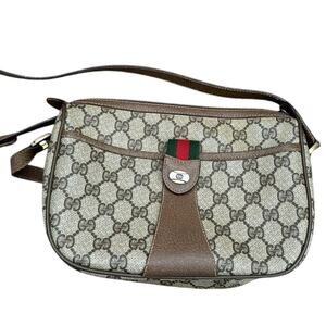 Vintage Gucci Sherry Line Beige and Brown Crossbody Bag